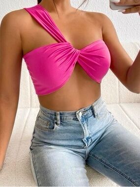 Pink Twist Front Bandeau Top